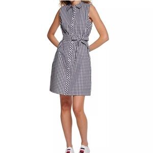 Tommy Hilfiger Black & White Gingham Sleeveless Dress — Size 10 — NWT